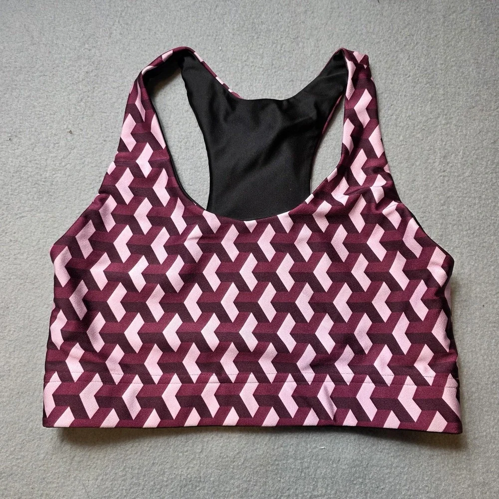 Terez‎ Sports Bra Small Multicolor Geometric Racerback Stretch Print